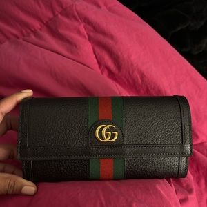 Gucci Leather Wallet Ophidia GG Black Wallet